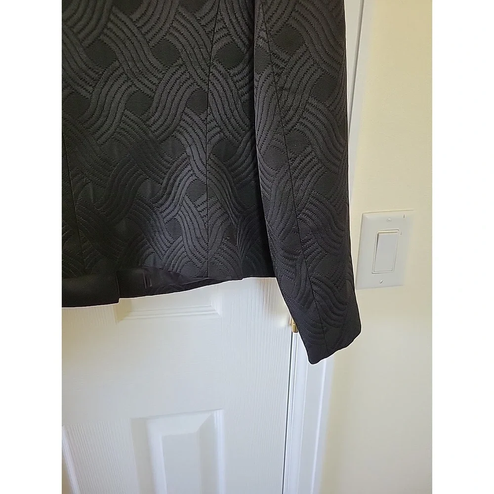 Kasper Jacket Blazer Size 16‎ Black Long Sleeve 4 Button Lined Quilted Business